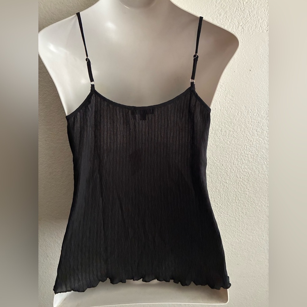 🆕Blu Pepper Black Lace-Trim Pleated Cami Top M🆕 - Picture 4 of 16
